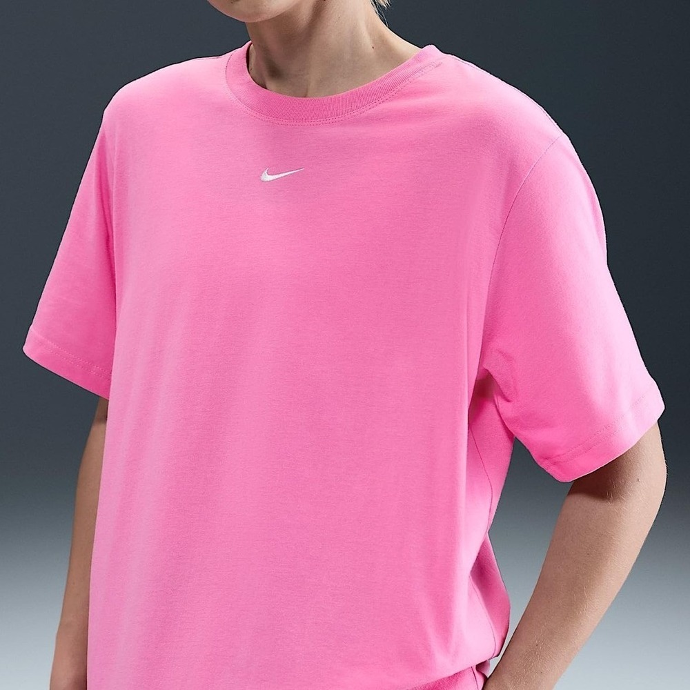 Nike T-Shirt Sportswear Essential Playful Pink Embroidered Swoosh Tee XXL 2X New